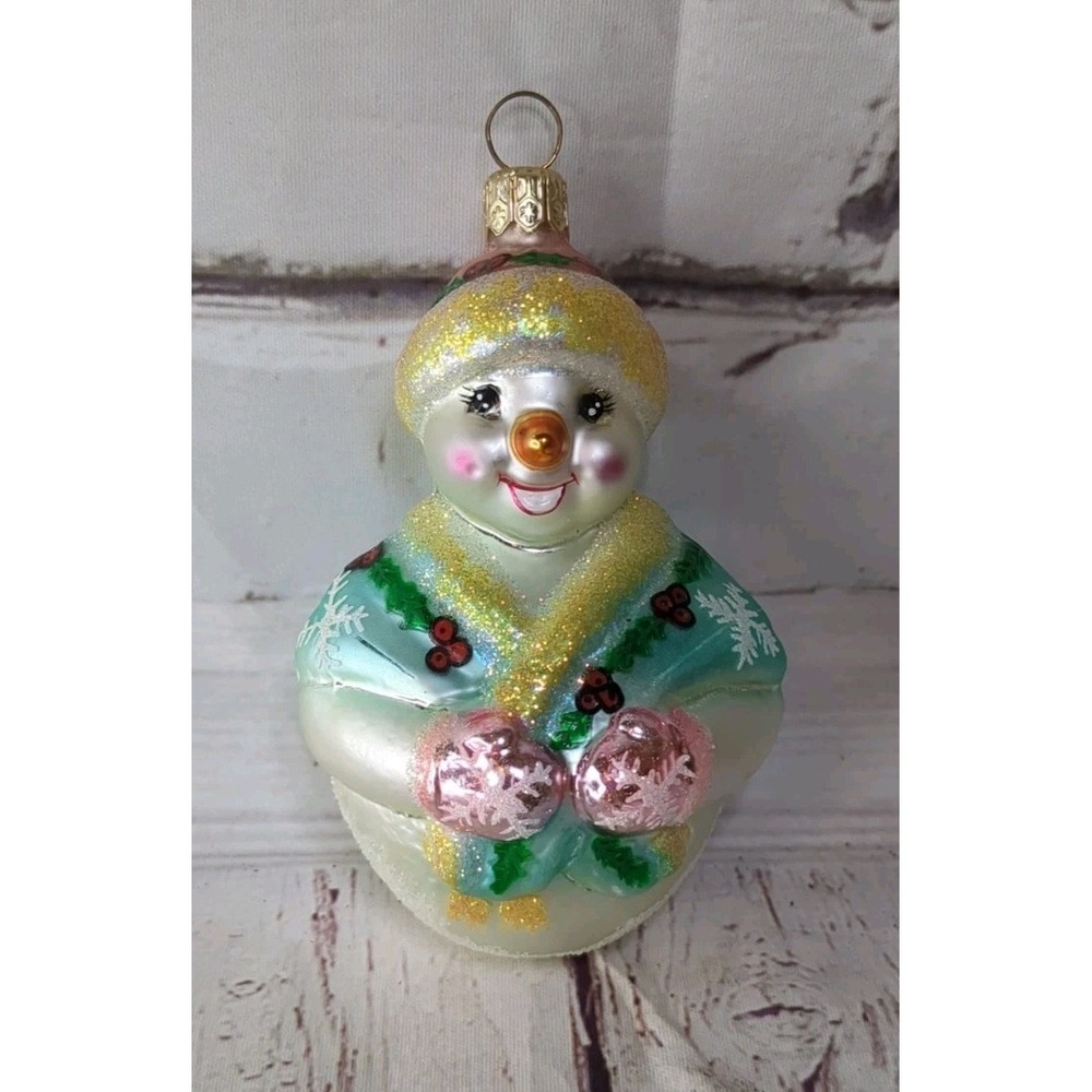 Christopher Radko Jolly Wrap Junior Hand Blown‎ Glass Christmas Ornament